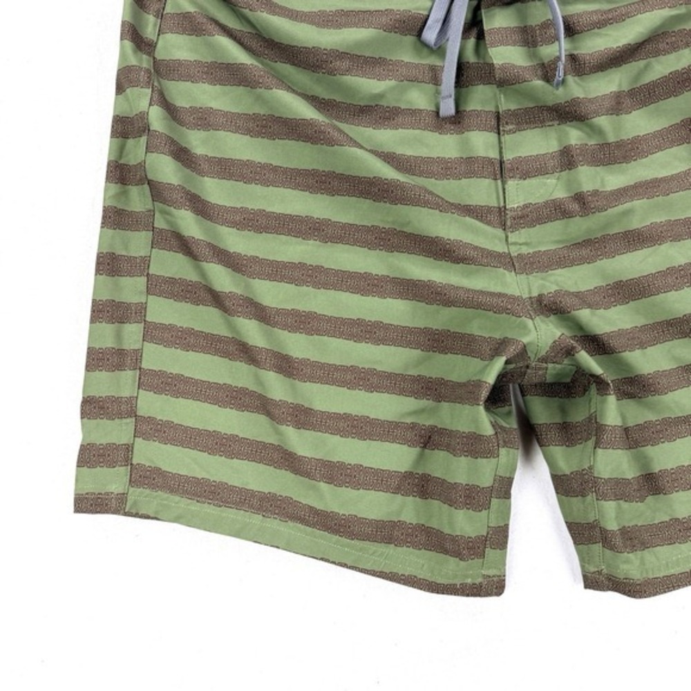 Mens PrAna Board Shorts Swim Trunks Green Brown Striped Sz 36 Surf Beach - Picture 6 of 9